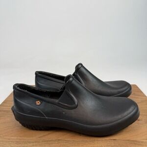 Womens Bogs‎ Patch Slip On Solid Black Waterproof Garden Rain Shoes Size 9 M
